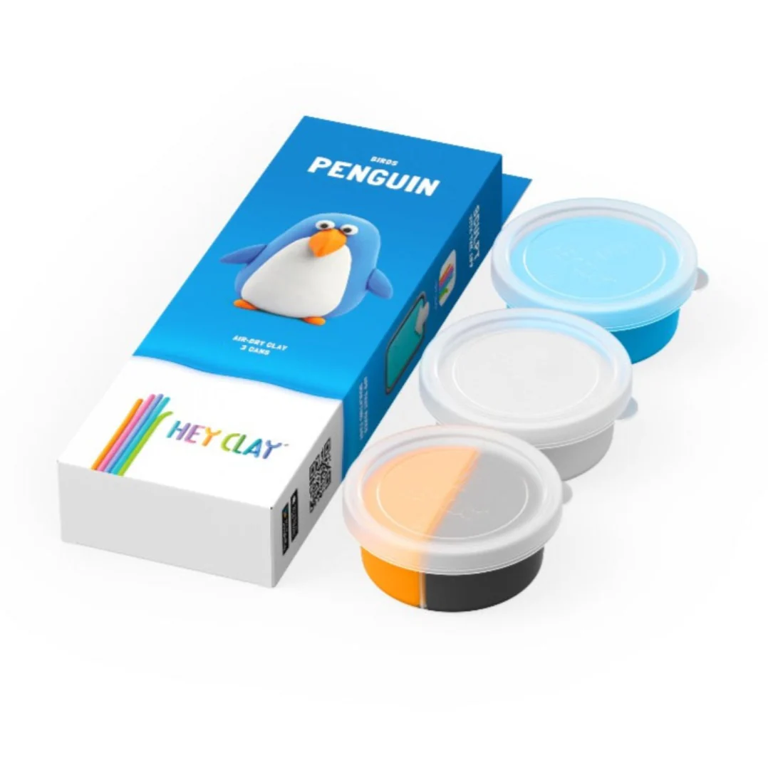 heyclay – birds penguin – 3 potjes heyclay – birds penguin – 3 potjes