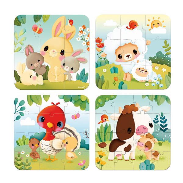 janod puzzel – 4 puzzels boerderijdieren