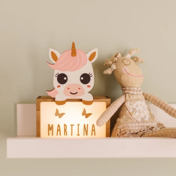 houten lampje unicorn