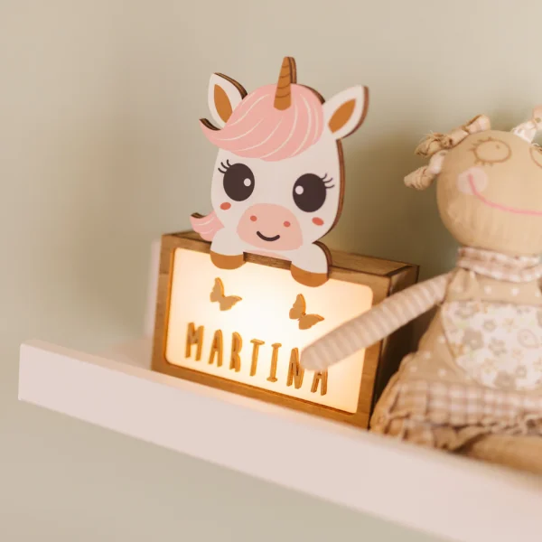 houten lampje unicorn